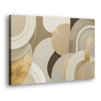 Geometric Elegance Beige Abstract Side - Canvas Wall Art