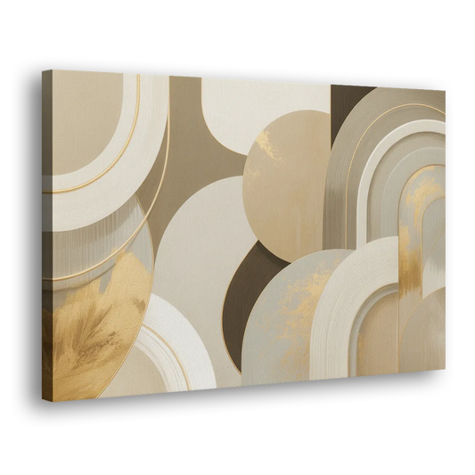 Geometric Elegance Beige Abstract Side - Canvas Wall Art