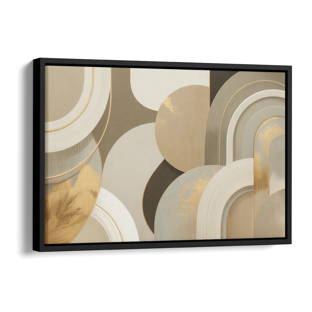 Geometric Elegance Beige Abstract Side - Black Canvas Wall Art