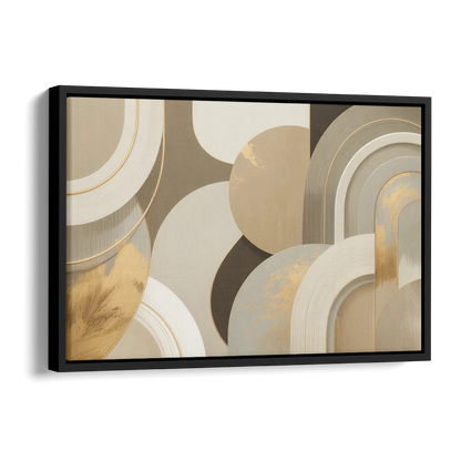 Geometric Elegance Beige Abstract Side - Black Canvas Wall Art