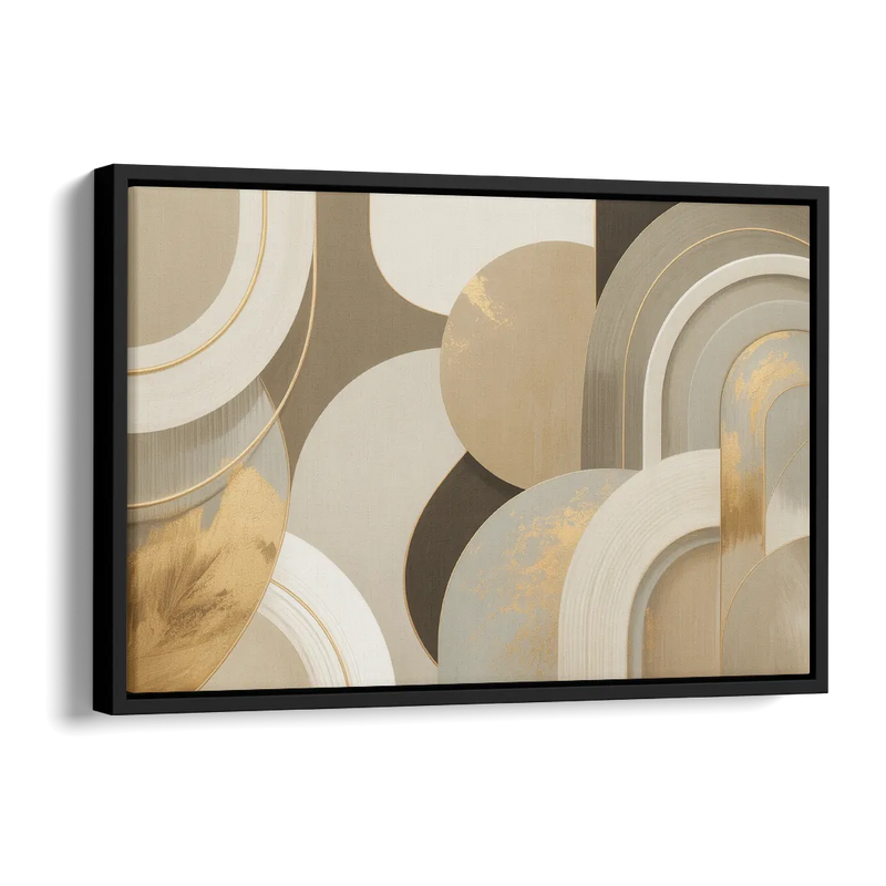 Geometric Elegance Beige Abstract Side - Black Canvas Wall Art
