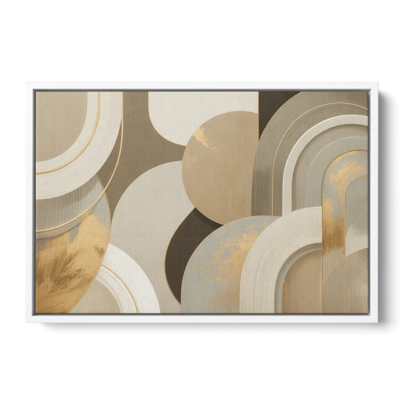 Geometric Elegance Beige Abstract Front - White Canvas Wall Art