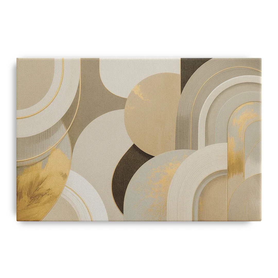 Geometric Elegance Beige Abstract Front - Canvas Wall Art