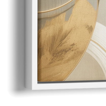 Geometric Elegance Beige Abstract - Close-Up White Frame Canvas