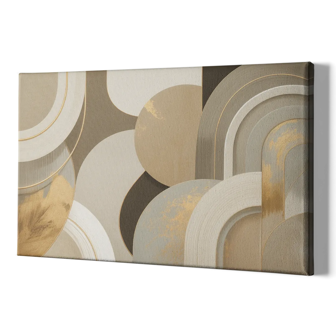 Geometric Elegance Beige Abstract - Canvas Print Art Sides