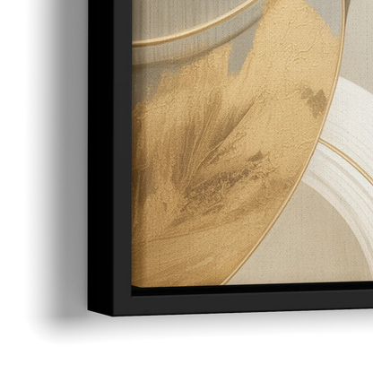 Geometric Elegance Beige Abstract - Close-Up Black Frame Canvas