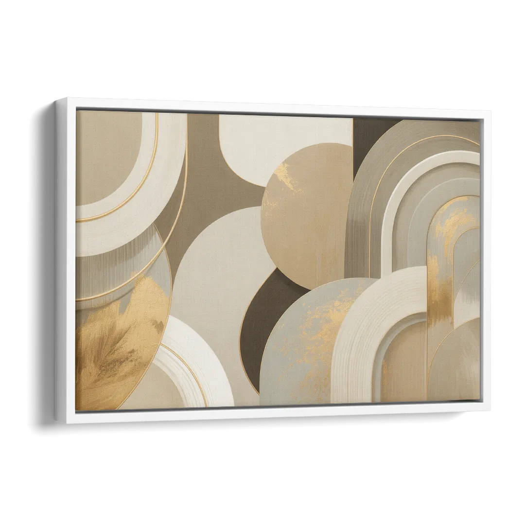 Geometric Elegance Beige Abstract Side - White Canvas Wall Art