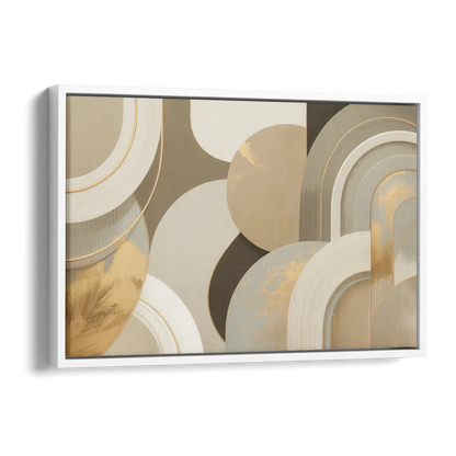 Geometric Elegance Beige Abstract Side - White Canvas Wall Art