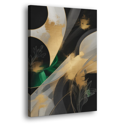 Geometric Elegance Black and Gold Abstract - Canvas Wall Art - Side