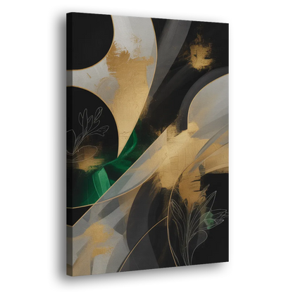 Geometric Elegance Black and Gold Abstract Side - Canvas Wall Art