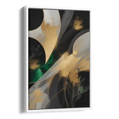 Geometric Elegance Black and Gold Abstract Side - White Canvas Wall Art