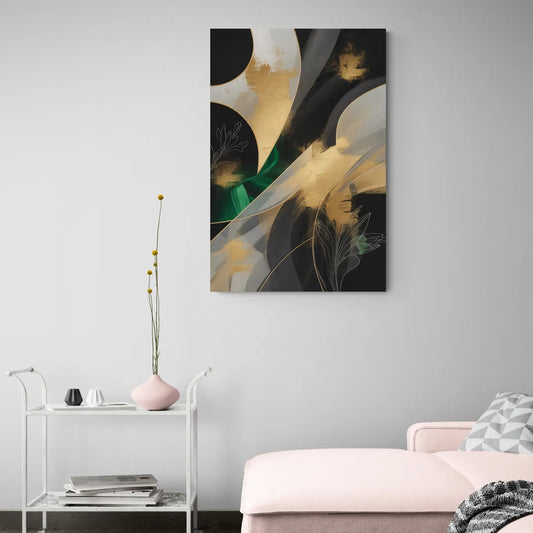 Geometric Elegance Black and Gold Abstract - Canvas Wall Art Living Room