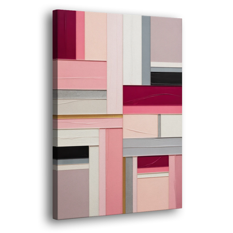 Geometric Elegance Pink Abstract - Canvas Wall Art - Side