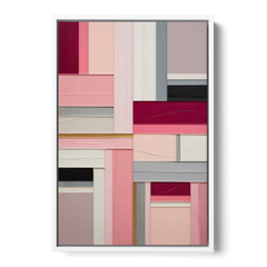 Geometric Elegance Pink Abstract - White Framed Canvas Wall Art - Front