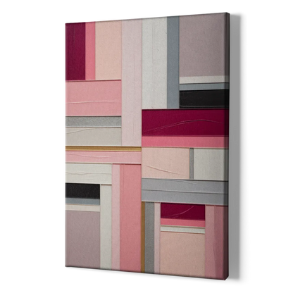 Geometric Elegance Pink Abstract - Canvas Print Art Sides