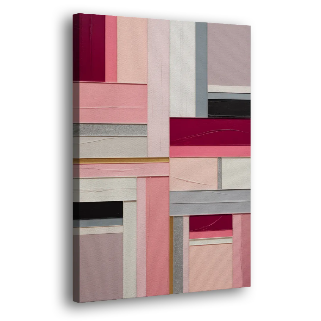 Geometric Elegance Pink Abstract Side - Canvas Wall Art