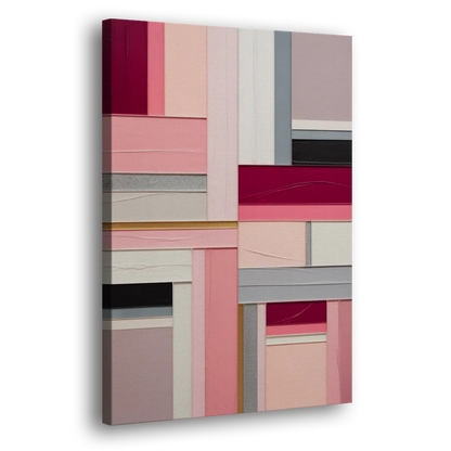 Geometric Elegance Pink Abstract Side - Canvas Wall Art
