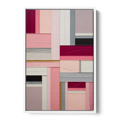 Geometric Elegance Pink Abstract - White Frame Canvas