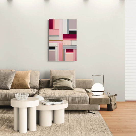 Geometric Elegance Pink Abstract - Canvas Wall Art Living Room