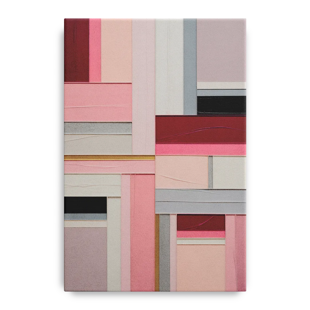 Geometric Elegance Pink Abstract Front - Canvas Wall Art