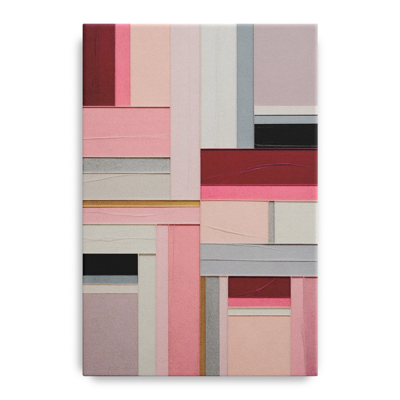 Geometric Elegance Pink Abstract Front - Canvas Wall Art