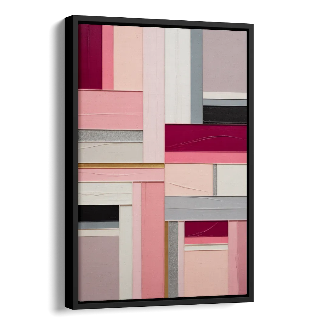 Geometric Elegance Pink Abstract Side - Black Canvas Wall Art