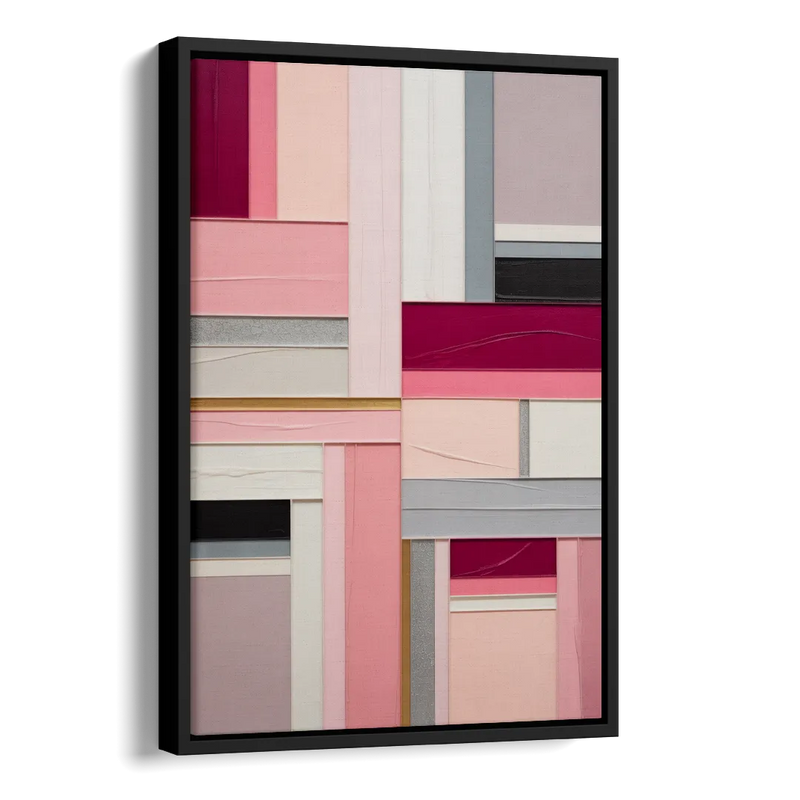 Geometric Elegance Pink Abstract Side - Black Canvas Wall Art