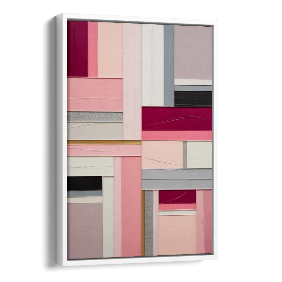 Geometric Elegance Pink Abstract Side - White Canvas Wall Art