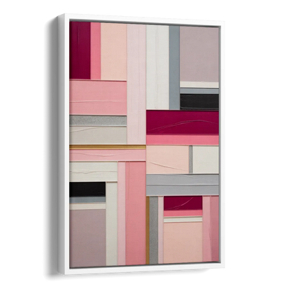 Geometric Elegance Pink Abstract Side - White Canvas Wall Art