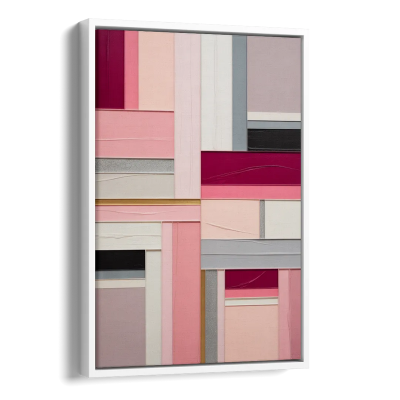 Geometric Elegance Pink Abstract Side - White Canvas Wall Art