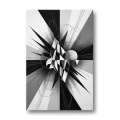 Geometric Elegance in Black and White Abstract - Canvas Wall Art - Front