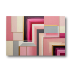 Geometric Elegance in Pink Abstract - Canvas Wall Art - Front
