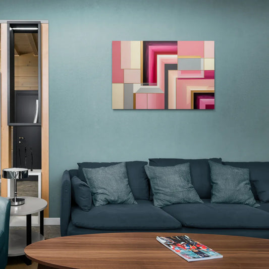 Geometric Elegance in Pink Abstract - Canvas Wall Art Living Room