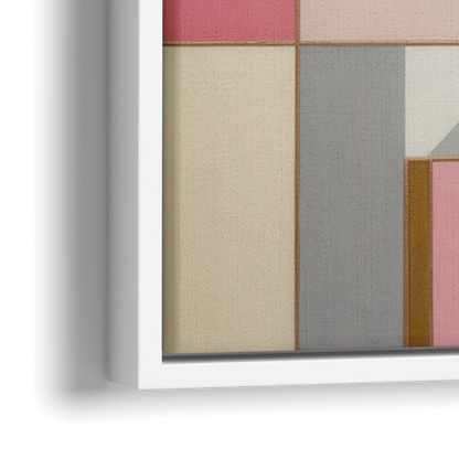 Geometric Elegance in Pink Abstract - Close-Up White Frame Canvas