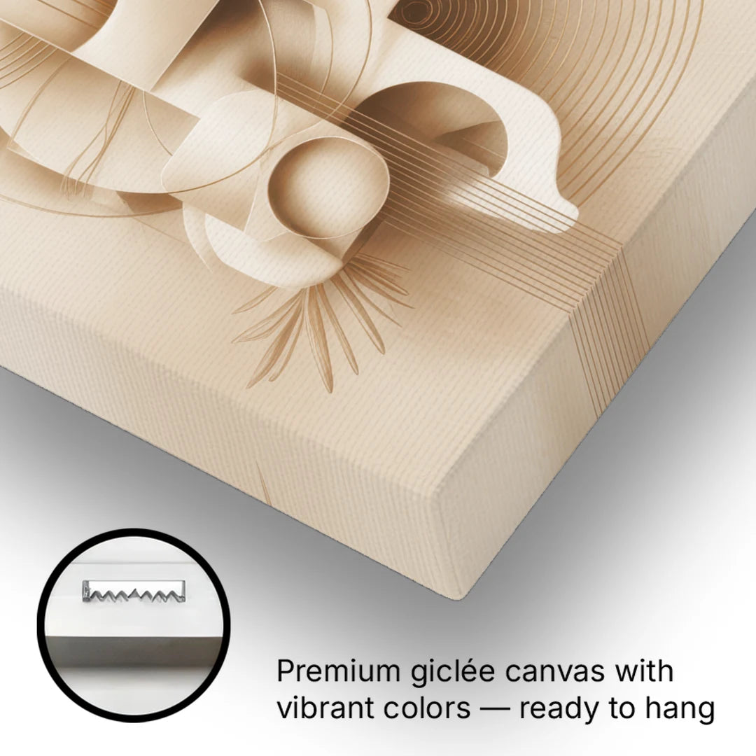 Geometric Harmony Beige Abstract - Canvas Wall Art - Gallery Wrap Corner