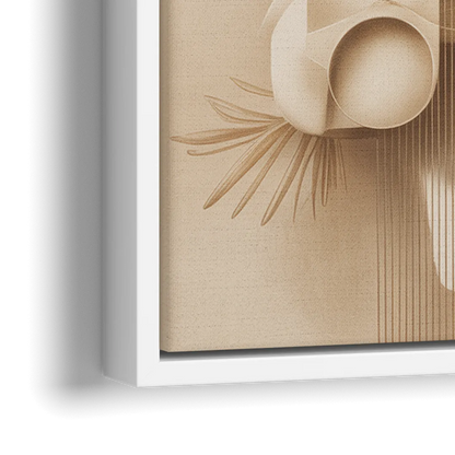 Geometric Harmony Beige Abstract - Close-Up White Frame Canvas