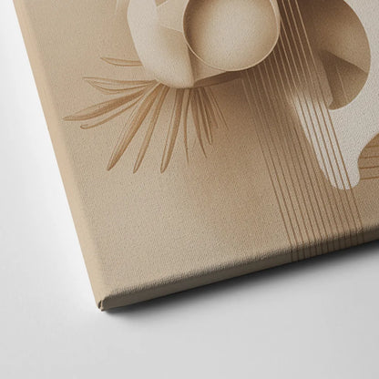 Geometric Harmony Beige Abstract Canvas Close Up