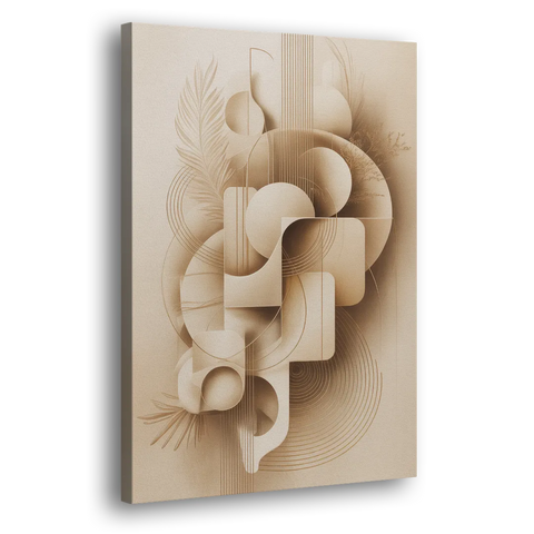 Geometric Harmony Beige Abstract - Canvas Wall Art