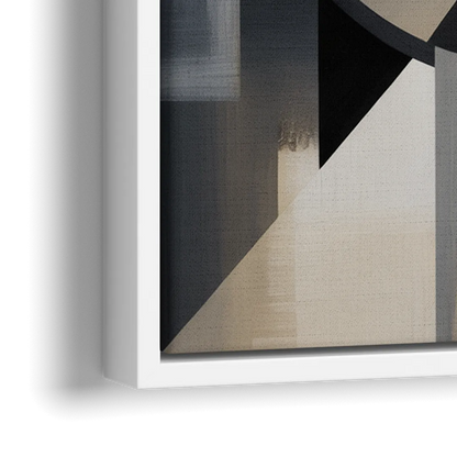 Geometric Harmony Black and Grey Abstract - Close-Up White Frame Canvas