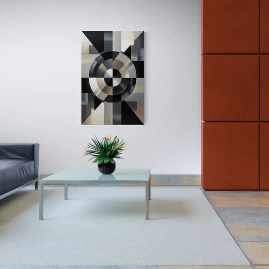 Geometric Harmony Black and Grey Abstract - Canvas Wall Art Living Room