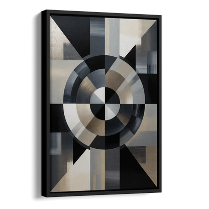 Geometric Harmony Black and Grey Abstract Side - Black Canvas Wall Art