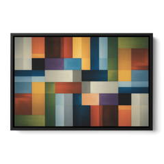 Geometric Harmony Colorful Abstract - Black Framed Canvas Wall Art - Front