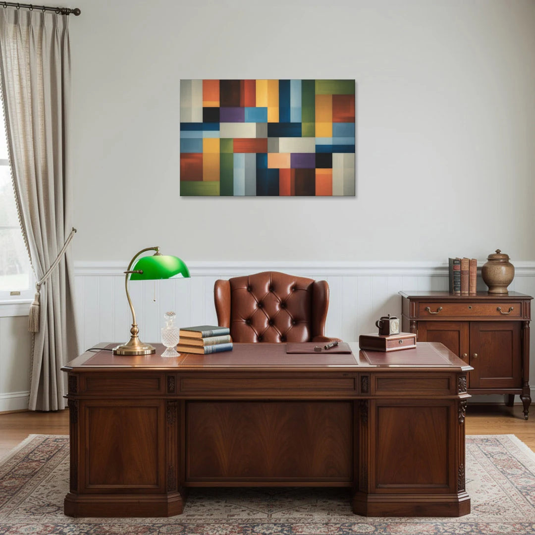 Geometric Harmony Colorful Abstract - Canvas Wall Art - Office - 36x24
