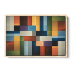 Geometric Harmony Colorful Abstract - Oak Framed Canvas Wall Art - Front