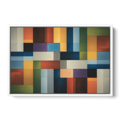 Geometric Harmony Colorful Abstract - White Framed Canvas Wall Art - Front