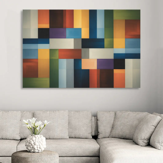 Geometric Harmony Colorful Abstract Living Room - Canvas Wall Art
