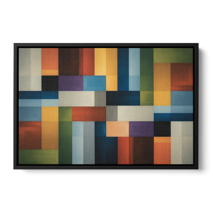 Geometric Harmony Colorful Abstract - Black Frame Canvas