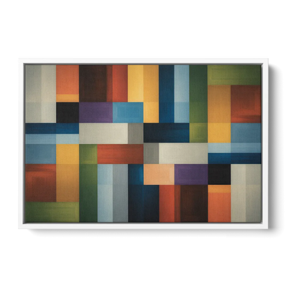 Geometric Harmony Colorful Abstract - White Frame Canvas