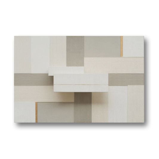 Geometric Harmony in White Abstract - Canvas Wall Art - Front