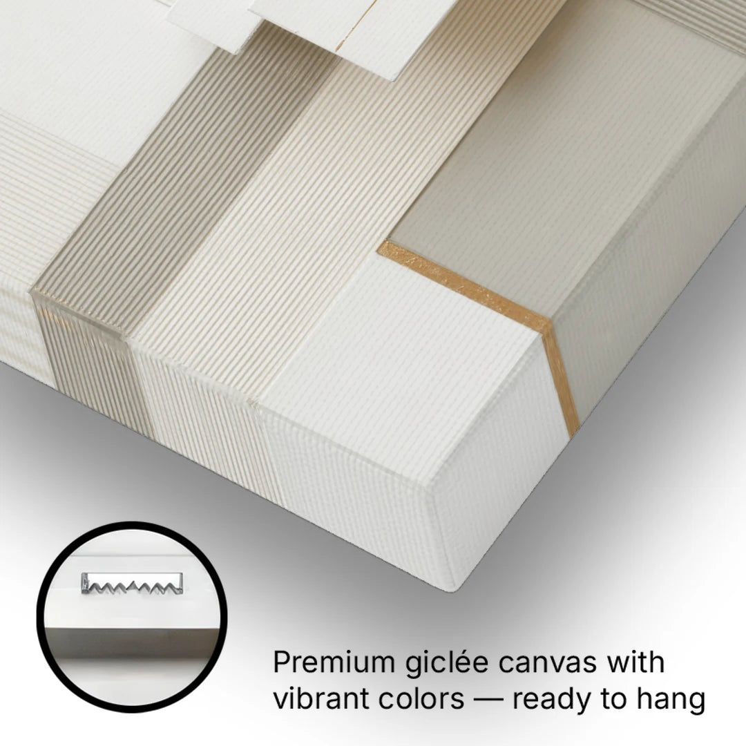 Geometric Harmony in White Abstract - Canvas Wall Art - Gallery Wrap Corner